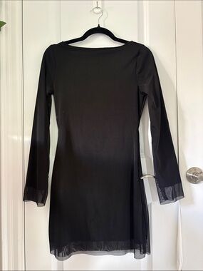 Backless Black Long-Sleeve Mini Dress